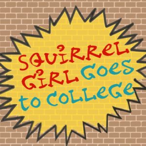 Squirrel Girl logo spray painted on a brick wall